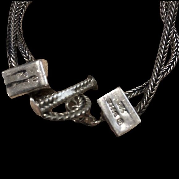 BARSE Sterling Silver Turquoise Coral Lapis Cabochon Thai Weave Toggle Bracelet - Picture 6 of 15